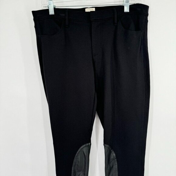 J Crew Gigi Pants faux Leather Trim Black Womens Size 12 Stretch equestrian - Picture 7 of 16